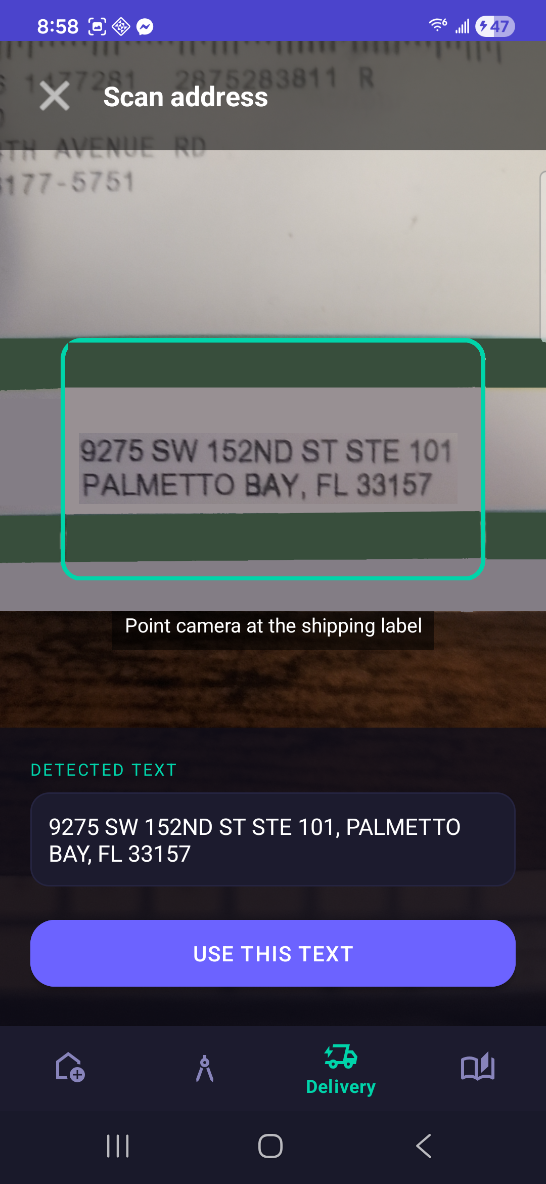 Ruvkgo address scanner detecting text